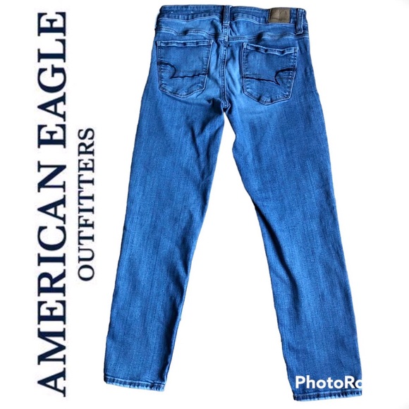 AMERICAN EAGLE Skinny Jeans Super Stretch Distressed Blue Size 6 Short Women’s - Picture 2 of 16
